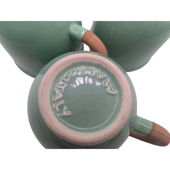 FUO31 by Furio Set Of 3 Handmade Ceramic Teal Mugs With Terracotta Handles - Picture 4 of 14
